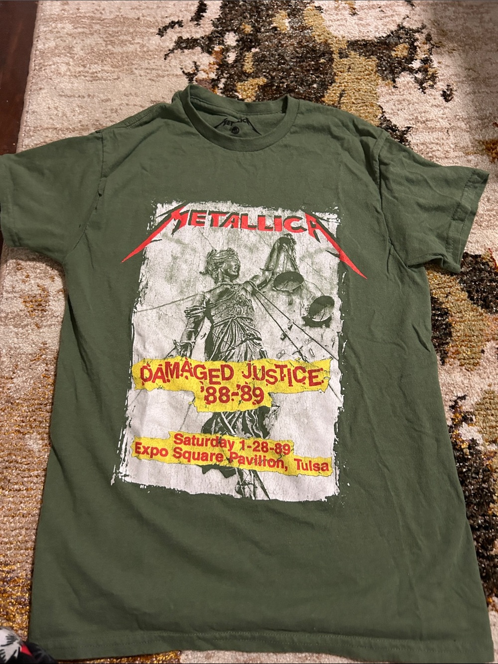 Metallica "Damaged Justice '88-'89" Olive Green Band Tee